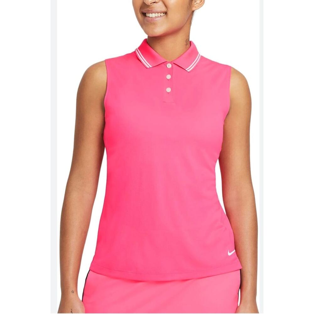 Nike Women's Sleeveless Polo Tank Top in Hot Pink